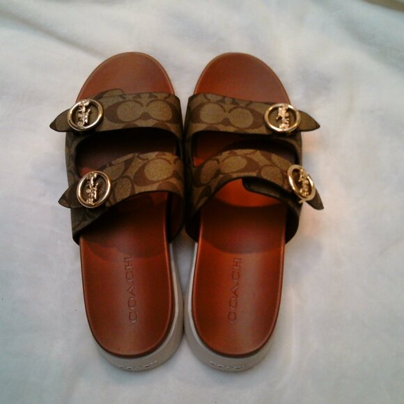 New (without tags) Coach Allanah Sandal In Khaki Signature Canvas in Size 10B - Picture 5 of 7